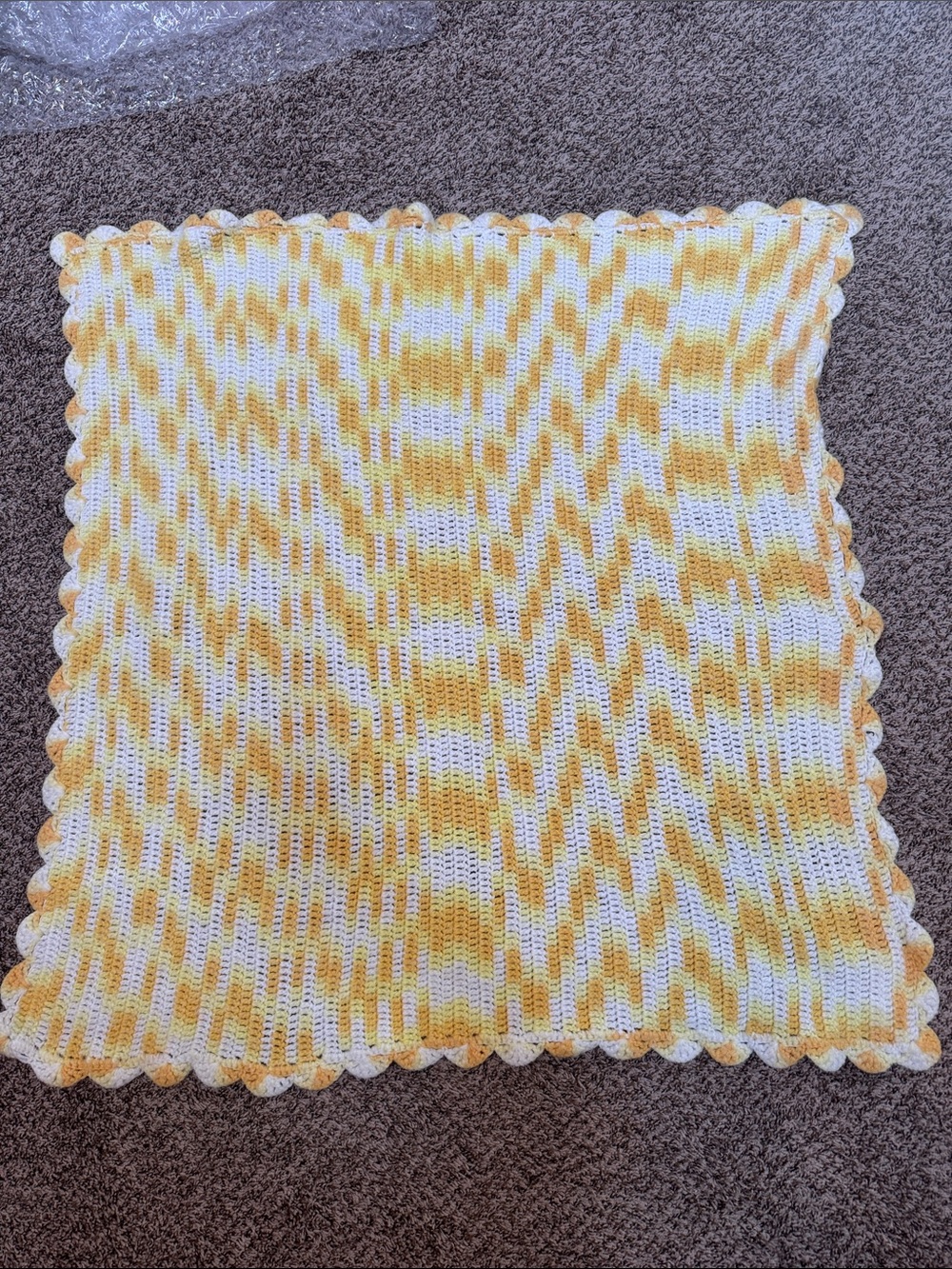 Handmade Yellow and White Crochet Baby Blanket - Soft Home Accent